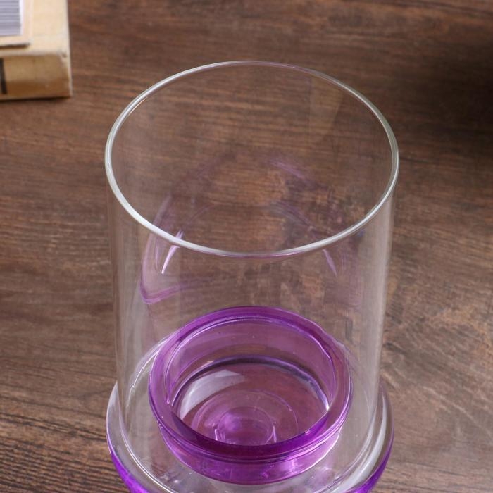 Подсвечник стекло на 1 свечу "Бокал на ножке" фиолетовый 18х8,5х5 см