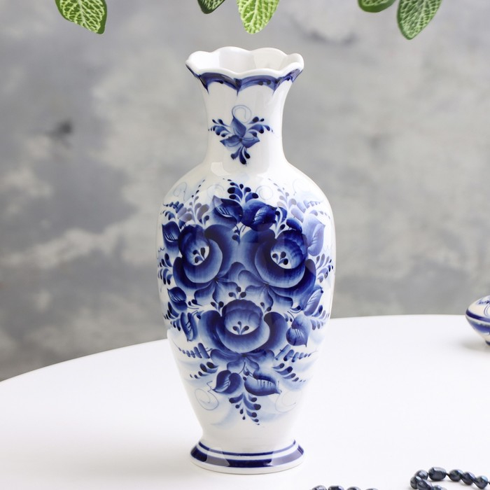 Ваза цветов, сухоцветов &laquo;Оля&raquo;, 27 см, фарфор, гжель