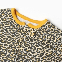 Комбинезон детский (3 шт.), цвет оранжевый/леопард/белый, рост 74 см