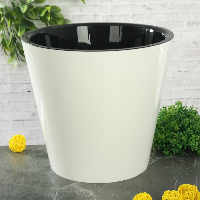 Кашпо для цветов со вставкой &laquo;Фиджи&raquo;, 5 л, цвет белый