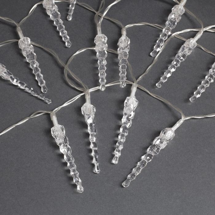 Гирлянда &laquo;Нить&raquo; 3 м с насадками &laquo;Сосульки 7,5 см&raquo;, IP20, прозрачная нить, 20 LED, свечение мульти (RG/RB), мигание, USB