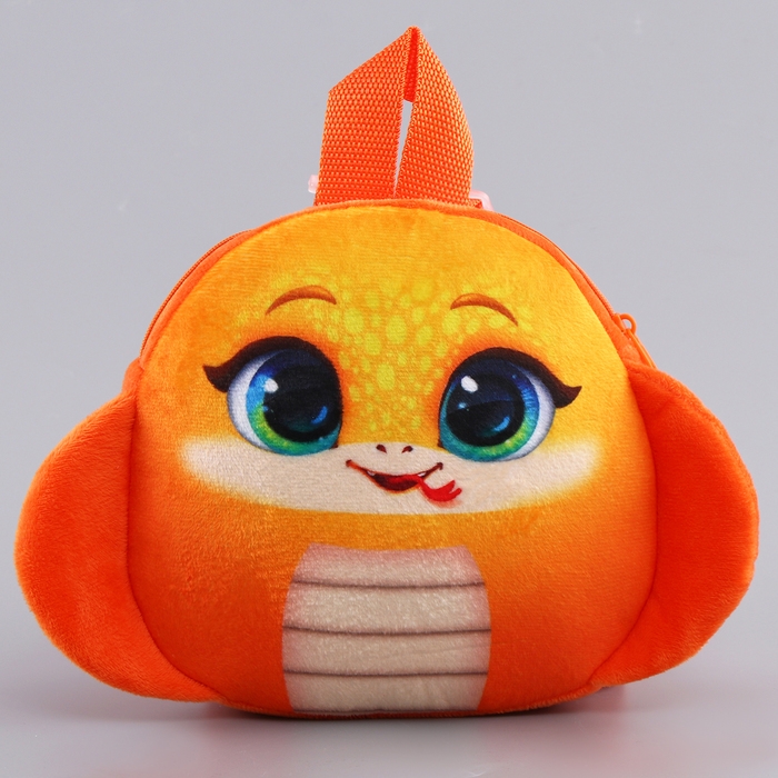 Новый год! Рюкзак детский новогодний «Смешная змейка», плюшевый, цвет оранжевый Новый год! Рюкзак детский новогодний «Смешная змейка», плюшевый, цвет оранжевый