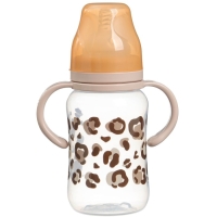 Бутылочка для кормления, широкое горло, средний поток от 3 мес., 270 мл., &laquo;Леопард&raquo;, M&B