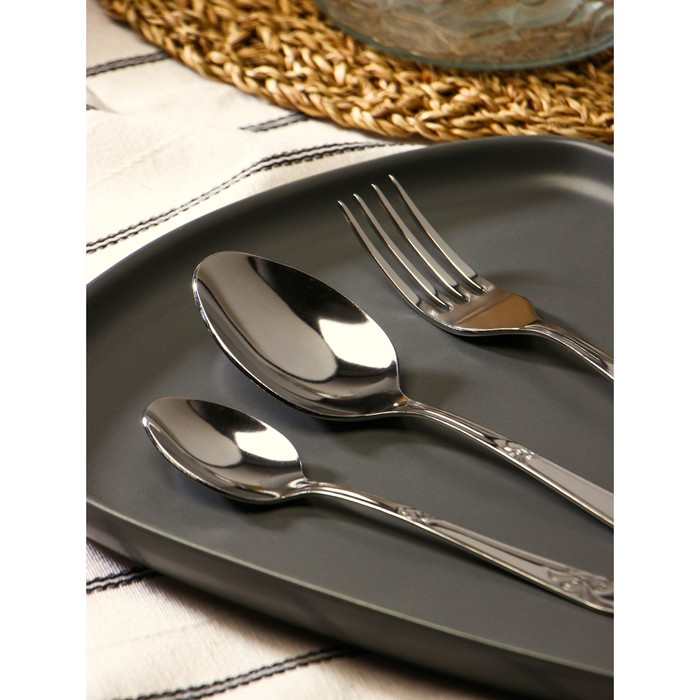 Набор столовых приборов &laquo;Узоры&raquo;, 18 предметов, толщина 1,8 мм, картонная коробка, цвет серебряный