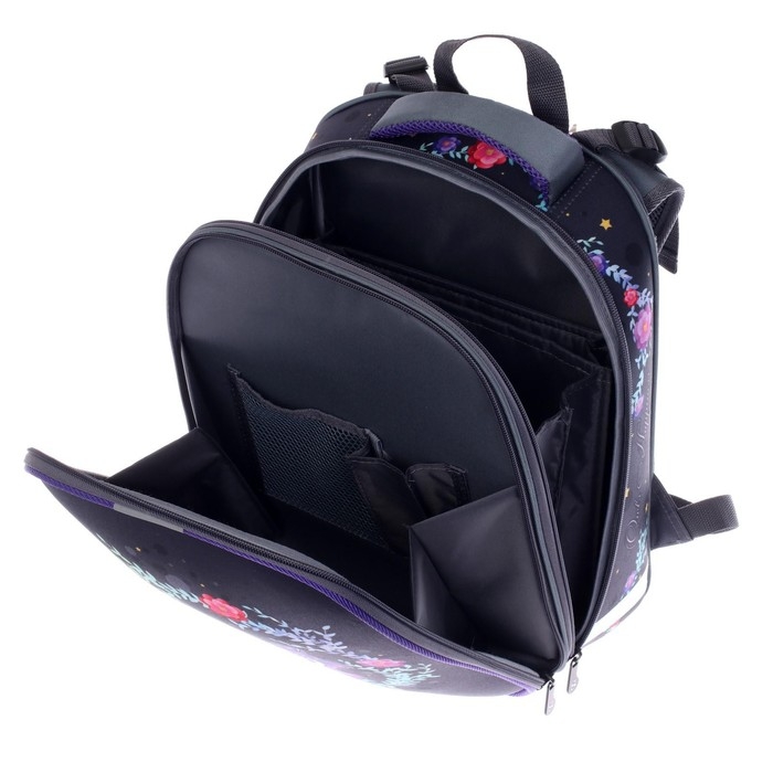 Рюкзак каркасный школьный 38 х 30 х 16 см, эргономичная спинка, Stavia "Совушка", серый