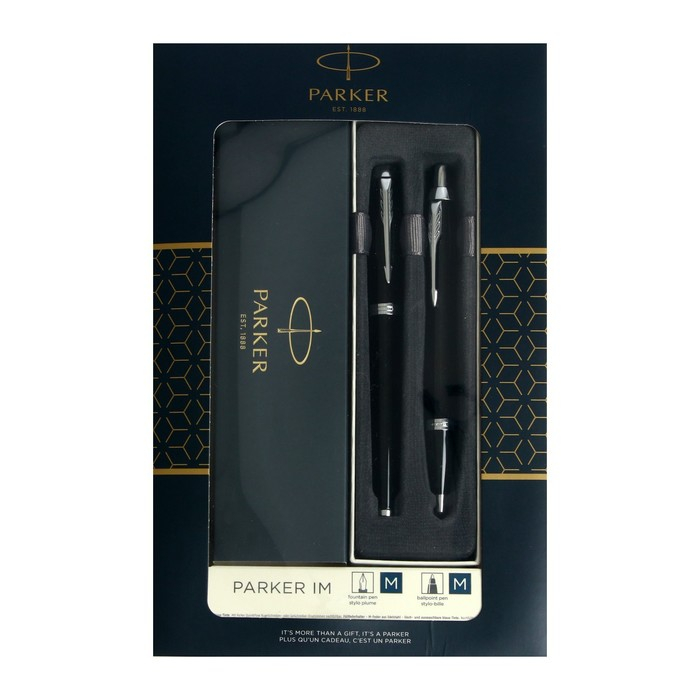 Набор Parker IM Core FK221 Black CT, ручка перьевая, ручка шариковая, подарочная коробка, В ПОДАРОЧНОМ ПАКЕТЕ