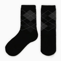 Носки детские махра внутри, цвет чёрный/ромбы, размер 18 Носки детские махра внутри, цвет чёрный/ромбы, размер 18