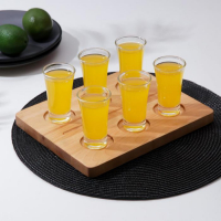 Доска для подачи шотов &laquo;Фуршет&raquo;, 25&times;20&times;1,8 см, на 6 рюмок, диаметр ячеек 5 см, с пропиткой, берёза