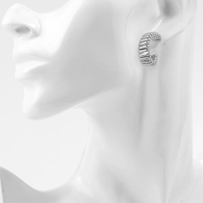 Серьги металл «Геометрия» дорожка акары, цвет серебро, d=3,3 см Серьги металл «Геометрия» дорожка акары, цвет серебро, d=3,3 см