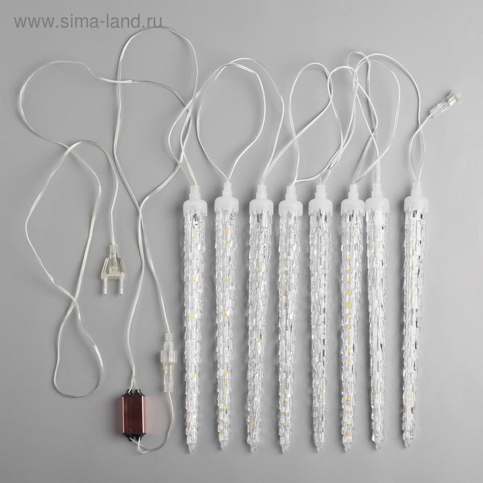 Гирлянда &laquo;Сосульки рифленые&raquo; 2.5 &times; 0.3 м, IP65, прозрачная нить, 192 LED, свечение красное с эффектом стекания, 12 В