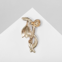 Брошь &laquo;Цветок&raquo; подснежник с божьей коровкой, цветная в золоте