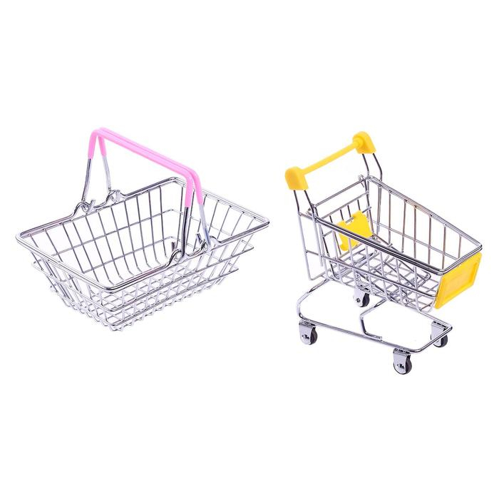 Набор для покупок &laquo;Мини-магазин&raquo; с корзинкой и тележкой