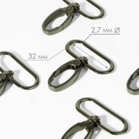 Карабин металлический, 45 &times; 38 мм / 32 &times; 2,7 мм, 10 шт, цвет чёрный никель