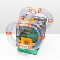 Клетка для грызунов Мини, двухъярусная, с полкой, домом и микс лабиринтов Клетка для грызунов Мини, двухъярусная, с полкой, домом и микс лабиринтов