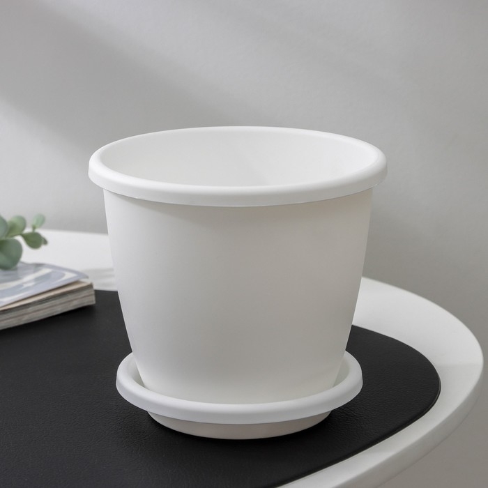 Горшок для цветов с поддоном «Афина», 1,1 л, пластиковый, цвет белый Горшок для цветов с поддоном «Афина», 1,1 л, пластиковый, цвет белый