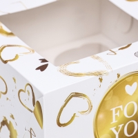Коробка для 4 капкейков с окном , "For you", 16 х 16 х 10 см