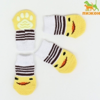 Носки нескользящие, размер M (3/4 * 7,5 см), набор 4 шт, цыпленок Носки нескользящие, размер M (3/4 * 7,5 см), набор 4 шт, цыпленок