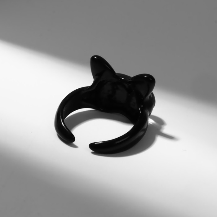 Кольцо &laquo;Монстрик&raquo; кот, цвет чёрный, безразмерное