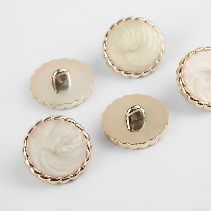 Набор пуговиц на ножке, d = 21,5 мм, 5 шт, цвет белый/золотой
