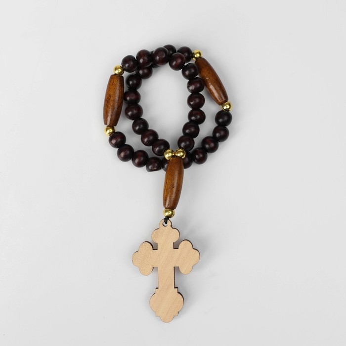 Чётки деревянные «Православные» 30 бусин с перемычками, эллипс, цвет тёмно-коричневый Чётки деревянные «Православные» 30 бусин с перемычками, эллипс, цвет тёмно-коричневый