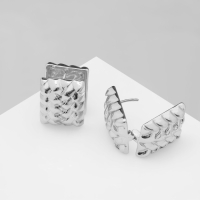 Серьги металл &laquo;Аккорд&raquo; плетёные, прямоугольник, цвет серебро