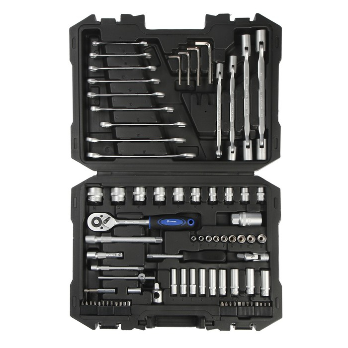 Набор инструментов в кейсе ТУНДРА, автомобильный, CrV, 1/2 Набор инструментов в кейсе ТУНДРА, автомобильный, CrV, 1/2", 1/4", 3/8", 80 предметов