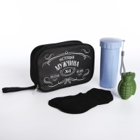 Подарочный набор &laquo;Настоящий мужчина&raquo;: сумка, стакан, носки р-р 40-42, форма для льда