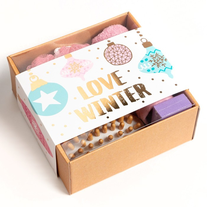 Новогодний подарочный набор Новогодний подарочный набор "Love winter", полотенце 30х60 см и банные аксессуары