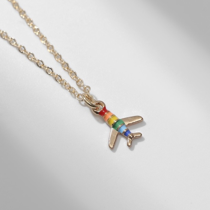 Кулон &laquo;Прелесть&raquo; самолёт, цветной в золоте, 40 см