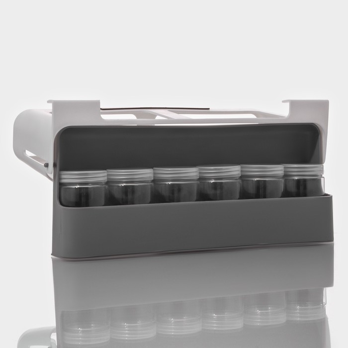 Органайзер подвесной для сыпучих продуктов в комплекте с банками, 6 шт (125 мл), 32×13,5×9,5 см Органайзер подвесной для сыпучих продуктов в комплекте с банками, 6 шт (125 мл), 32×13,5×9,5 см