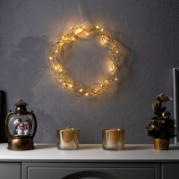 Светодиодная фигура &laquo;Плетёный венок&raquo; 30 см, металл, батарейки ААх3 (не в комплекте), свечение тёплое белое