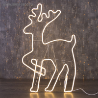 Неоновая фигура &laquo;Олень&raquo;, 90 &times; 50 см, 600 LED, 220 В, свечение тёплое белое