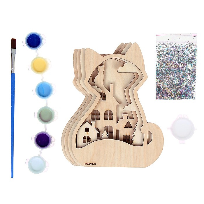 Новогодняя роспись по дереву &laquo;Новый год! Котик&raquo;