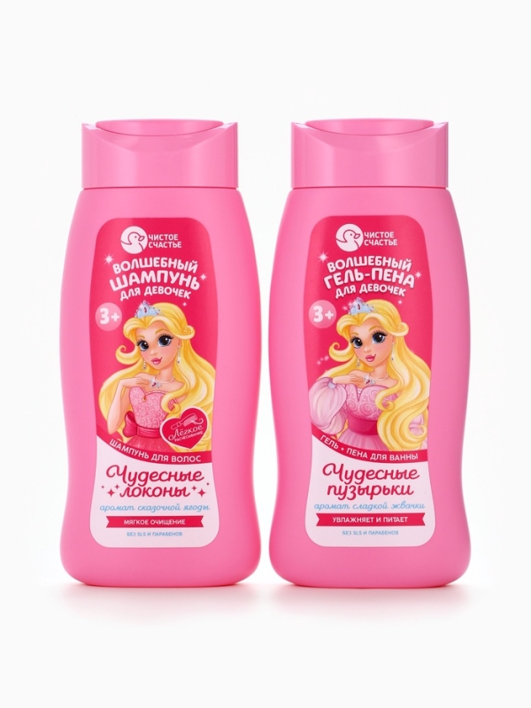 Набор детский "Сказка для маленькой принцессы", гель-пена 250 мл, шампунь 250 мл