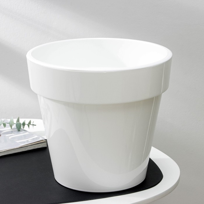 Кашпо для цветов со вставкой &laquo;Порто&raquo;, 9 л, цвет белый