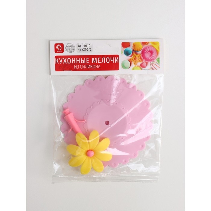 Крышка - непроливайка силиконовая Доляна &laquo;Цветочек&raquo;, d=10.5 см, розовая