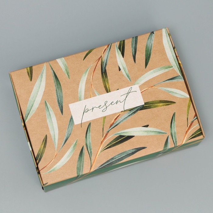 Коробка подарочная складная с крафт оборотом, упаковка, &laquo;Present&raquo;, 21 х 15 х 5 см