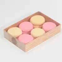 Кондитерская упаковка, коробка для макарун с PVC крышкой, &laquo;Крафт&raquo;, 18 х 12 х 3.5 см