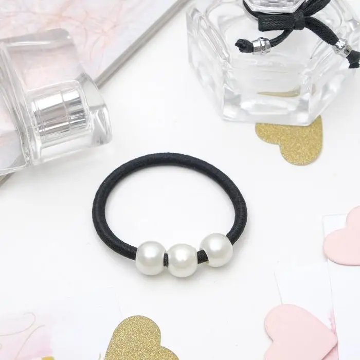 Резинка для волос &laquo;Три шарика&raquo;, чёрно-белая