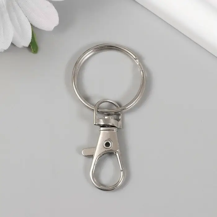 Брелок металл "Карабин с кольцом" серебро 2,8х6 см