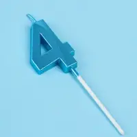 Свеча в торт на шпажке &laquo;Грань&raquo;, цифра 4, голубая, 5 см