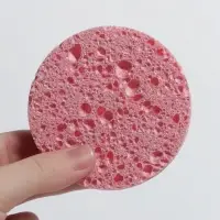 Спонж для умывания, набор - 2 шт., d=8 см, розовый/синий