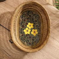 Корзинка плетеная ротанг "Цветы 2", 34х26х7 см, МИКС