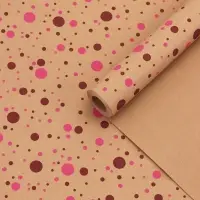 Крафт бумага &laquo;Конфетти&raquo; розовый/бордовый на коричневом фоне, 0.72&times;10&plusmn;5% м, 60 г