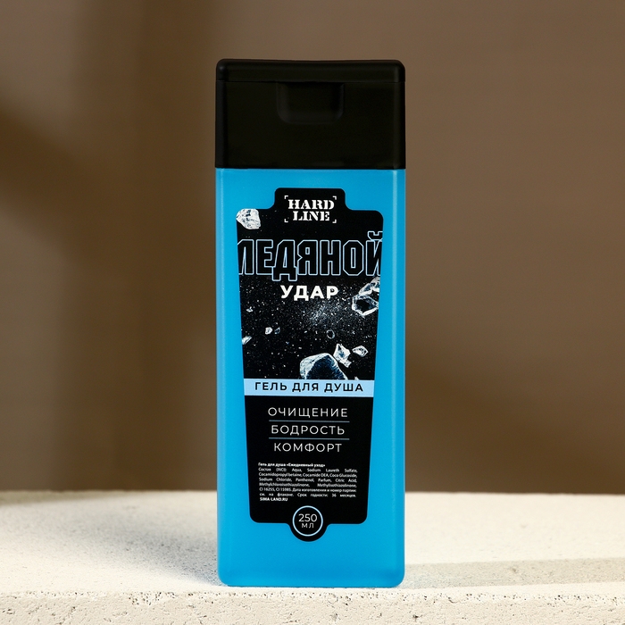 Подарочный набор косметики REAL MAN, гель для душа 250 мл и мочалка для тела, HARD LINE