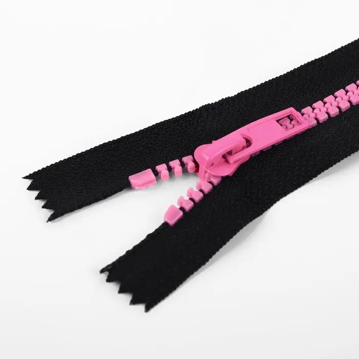 Молния &laquo;Трактор&raquo;, №5, неразъёмная, замок автомат, 20 см, чёрная, розовая