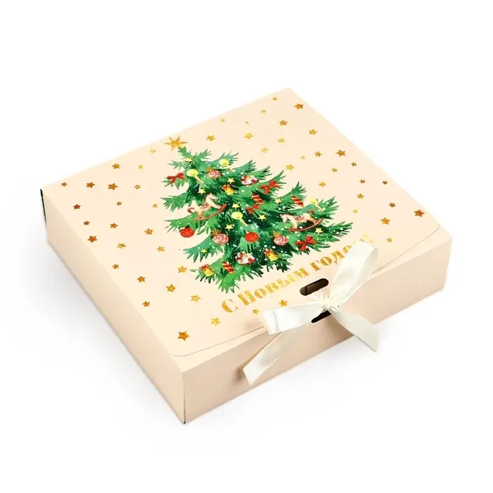 Коробка подарочная новогодняя складная двухсторонняя &laquo;Новогодняя ёлка&raquo;, 20 х 18 х 5 см, Новый год