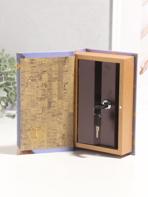 Сейф-книга дерево кожзам "Счёт копилка" 3D тиснение 21х13х5 см