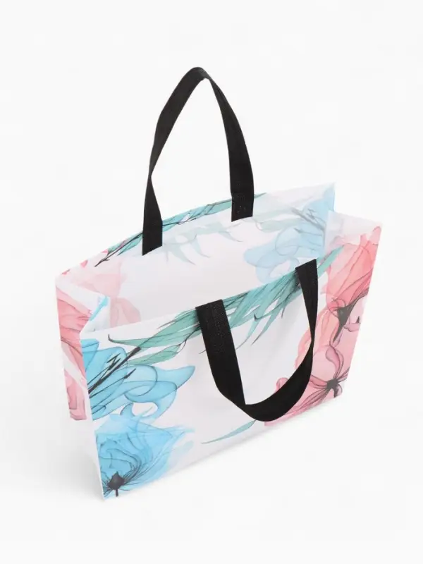 Сумка для покупок Цветы, 32*10*26. отд без молнии, серый