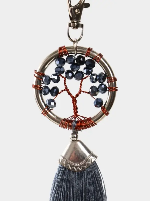 Брелок ловец снов "Древо жизни" 19 см, цв. серый